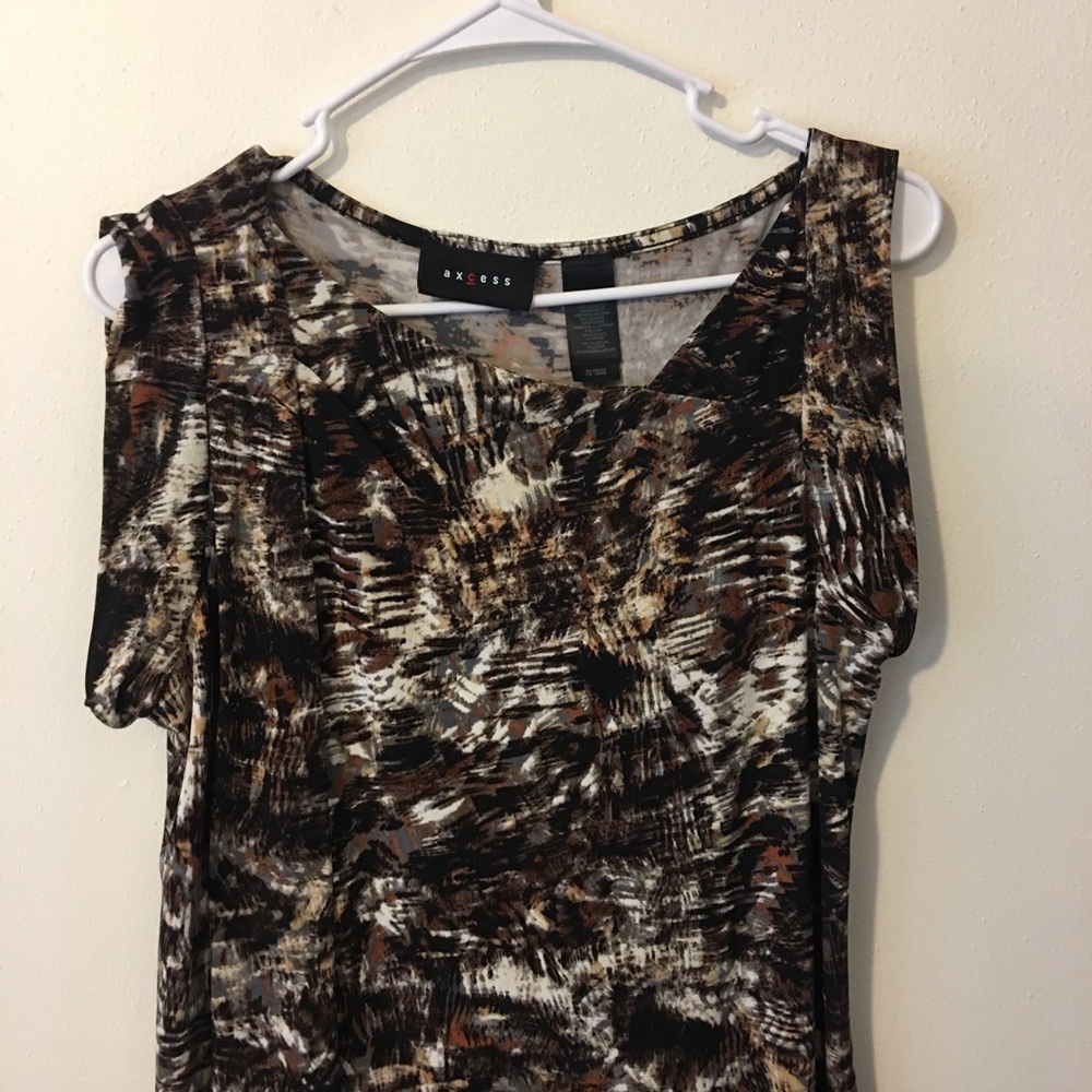 Asymmetrical Collar Brown Dress